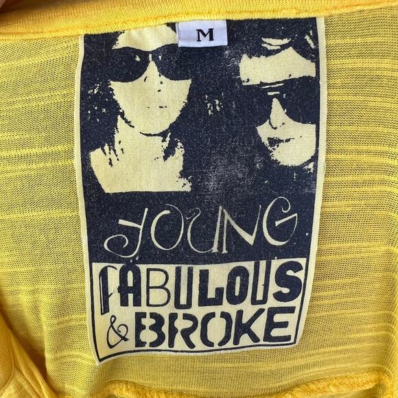 Young Fabulous & Broke Yellow Tunic Top Snap Button Front 3/4 Sleeve Size Medium - Picture 7 of 9